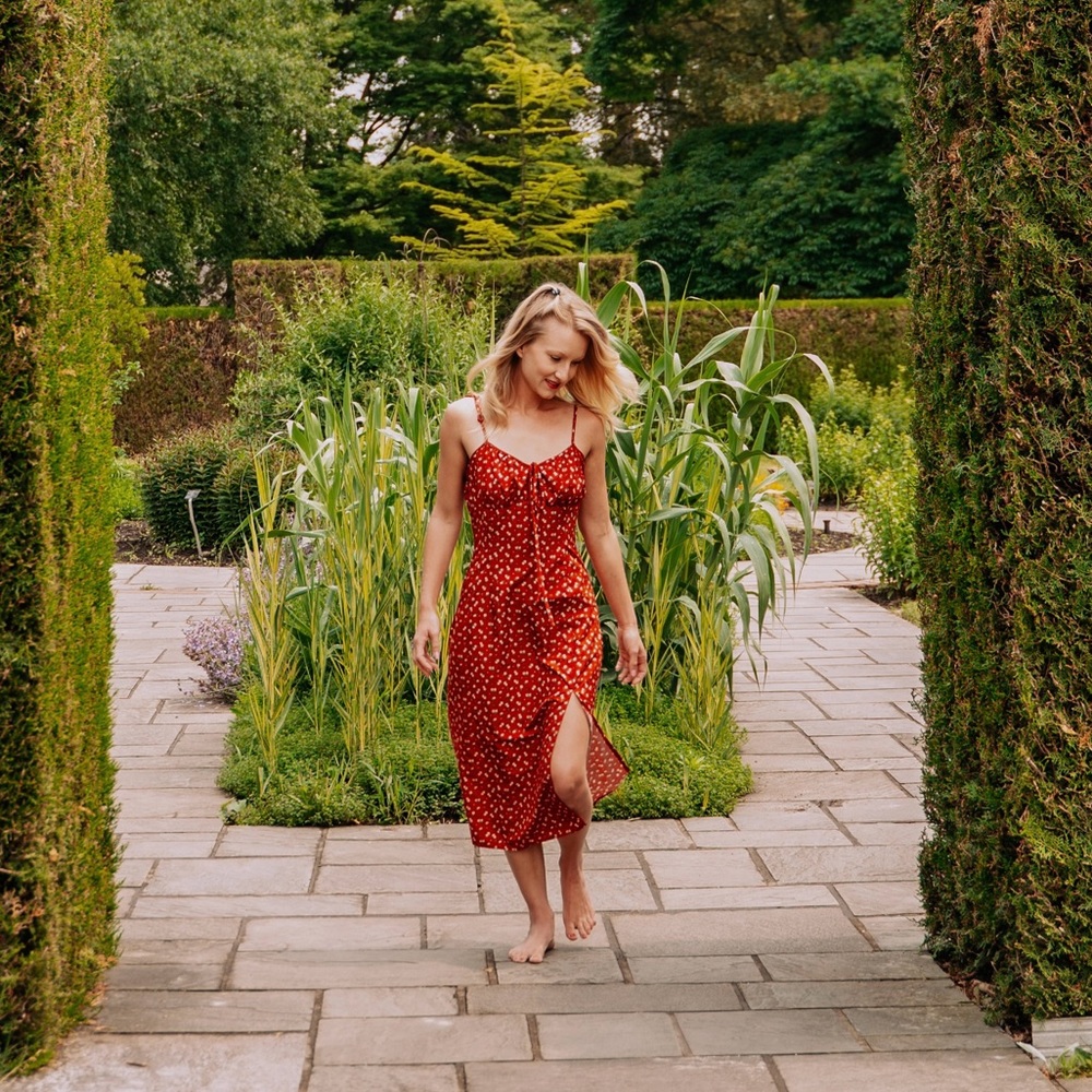 Red boho summer dress